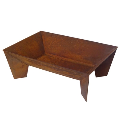 Le feu géométrique en acier brûlant campant extérieur Pit Brazier de Corten de rouille en bois
