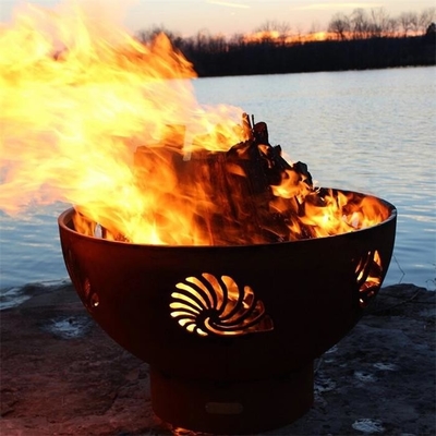 Cuvette de feu en acier de Corten d'hémisphère brûlant en bois Pit For Camping