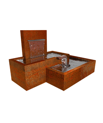 Caractéristique en acier de l'eau de Corten de fontaine de cascade avec le mur de l'eau de débordement