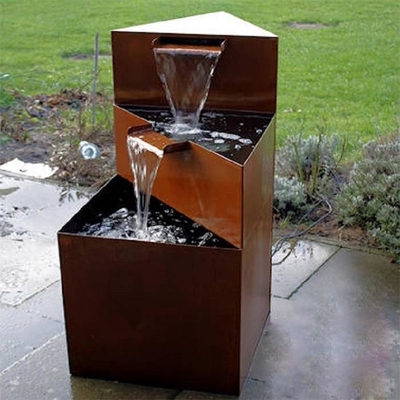 Petite cascade de fontaine d'eau en acier de Corten de niveau du jardin décoratif 3