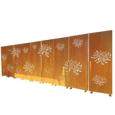 Le laser d'acier de Rusty Metal Garden Ornaments Corten de modèle de chrysanthème a coupé des panneaux