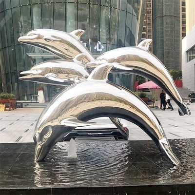 Contemporain animal grandeur nature animal de sculpture en acier inoxydable de dauphin de Fuxin