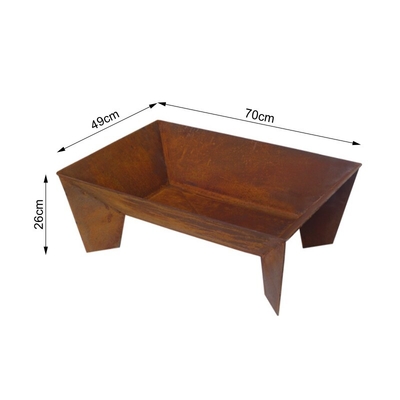 Le feu géométrique en acier brûlant campant extérieur Pit Brazier de Corten de rouille en bois