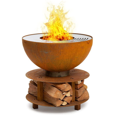 Demi combustion en bois de gril de BARBECUE de Rusty Barbecue Corten Steel de boule