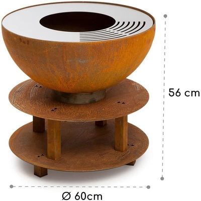 Demi combustion en bois de gril de BARBECUE de Rusty Barbecue Corten Steel de boule
