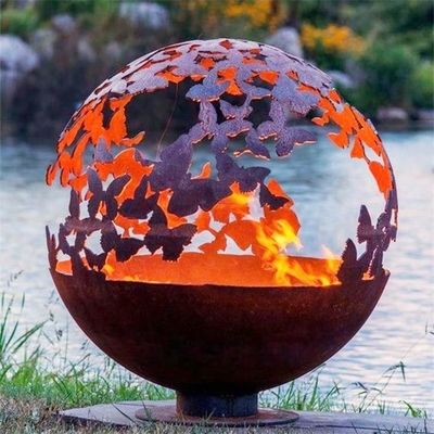 la boule de 80cm Dia Butterfly Theme Corten Steel a formé le feu Pit For Patio Heater