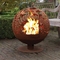 Cheminée florale rustique de globe du feu d'acier de Corten de style de sphère pour l'appareil de chauffage portatif