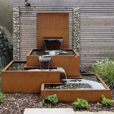 Caractéristique en acier de l'eau de Corten de fontaine de cascade avec le mur de l'eau de débordement