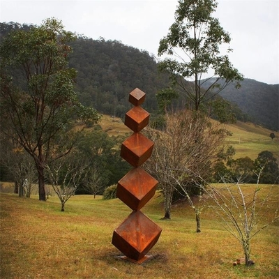 Le cube moderne forment la sculpture en acier Rusty Garden Statues en Corten