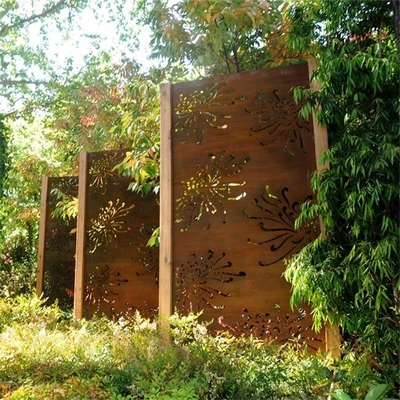 Le laser d'acier de Rusty Metal Garden Ornaments Corten de modèle de chrysanthème a coupé des panneaux