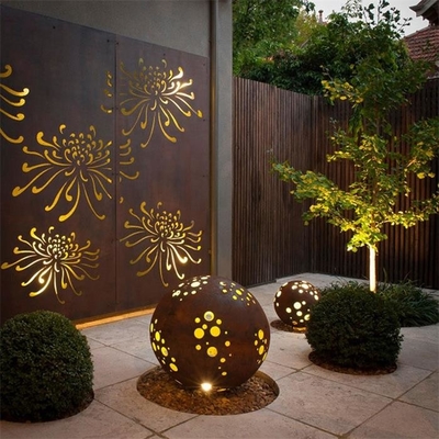 Le laser d'acier de Rusty Metal Garden Ornaments Corten de modèle de chrysanthème a coupé des panneaux