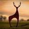 Sculpture en acier contemporaine en pelouse de cerfs communs de Rusty Metal Garden Ornaments Corten