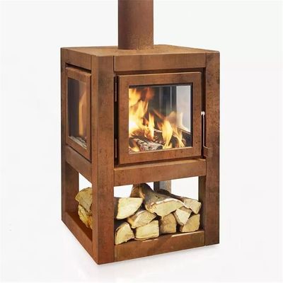 Cheminée en métal de poêle en acier Corten autoportante extérieure à bois
