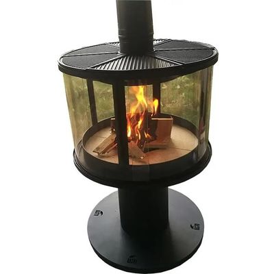 L'acier laminé à froid européen a suspendu le fourneau brûlant en bois de cheminée avec le verre annulaire